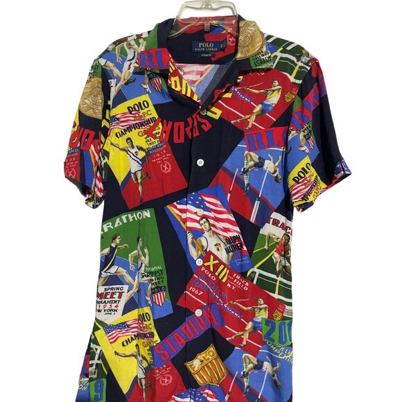 Polo Ralph Lauren Men's Custom Fit Short Sleeve Button Down Shirt Viscose XS - Picture 2 of 4